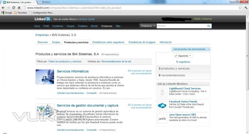 Página de LinkedIn de IBAI Sistemas