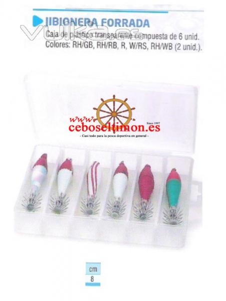 www.ceboseltimon.es - Jibionera Forrada Caja de plstico transparente compuesta de 6 unid - Colores: