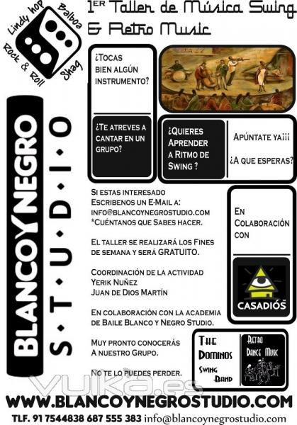 Taller de Musica Swing Blanco y Negro Studio The Dominos Swing. Crazy Lindy Hop, Balboa in Madrid. 