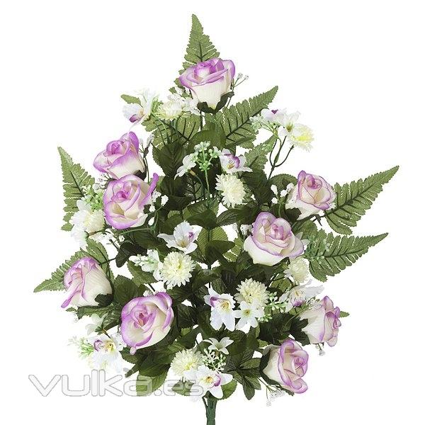 Todos los Santos. Ramo artificial flores rosas lilas y orquideas pequeas 65 en La Llimona home