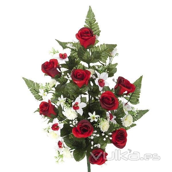 Todos los Santos. Ramo artificial flores rosas rojas y orquideas pequeas 65 en La Llimona home
