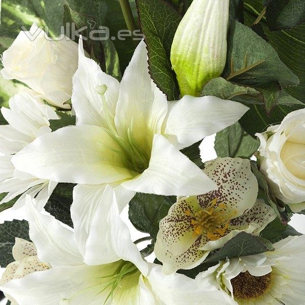 Todos los Santos. Ramo artificial flores tiger lily blanca con gerberas y calas en La Llimona home 1