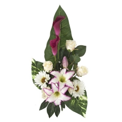Todos los santos> ramo artificial flores tiger lily rosa con gerberas y calas en la llimona home