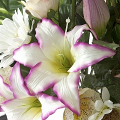 Todos los santos> ramo artificial flores tiger lily rosa con gerberas y calas en la llimona home (1)