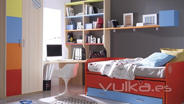 Armario con puertas paneladas con colores del dormitorio juvenil Whynot 12