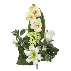 Ramos artificiales ramo artificial flores orquideas blancas con lilium y rosa en la llimona home
