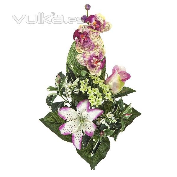 Ramos artificiales. Ramo artificial flores orquideas malvas con lilium y rosa en La Llimona home