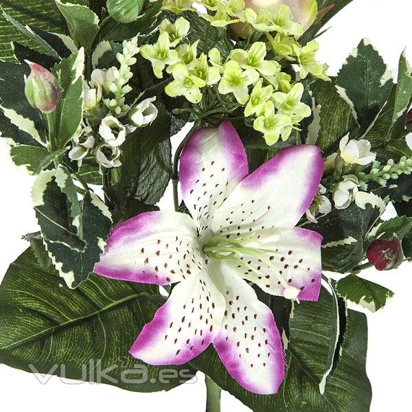 Ramos artificiales. Ramo artificial flores orquideas malvas con lilium y rosa en La Llimona home (1)