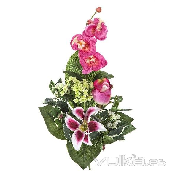 Ramos artificiales. Ramo artificial flores orquideas fucsias con lilium y rosa en La Llimona home