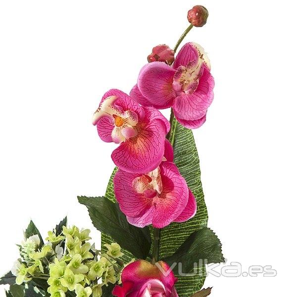 Ramos artificiales. Ramo artificial flores orquideas fucsias con lilium y rosa en La Llimona home 2