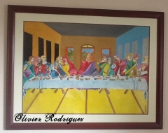 Pintura de olivier rodriguez mi version de la uitima cena oleo sobre lienzo