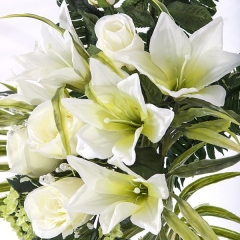 Ramos artificiales ramo artificial flores rosas blancas y tiger lily blanca en la llimona home (1)
