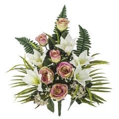 Ramos artificiales ramo artificial flores rosas malvas y tiger lily blanca en la llimona home