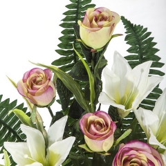 Ramos artificiales ramo artificial flores rosas malvas y tiger lily blanca en la llimona home (2)