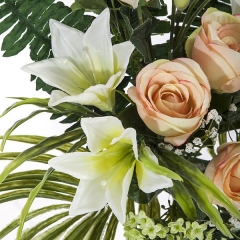 Ramos artificiales ramo artificial flores rosas salmon y tiger lily blanca en la llimona home (1)