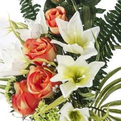 Ramos artificiales ramo artificial flores rosas naranjas y tiger lily blanca en la llimona home (1)