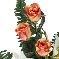Ramos artificiales ramo artificial flores rosas naranjas y tiger lily blanca en la llimona home (2)
