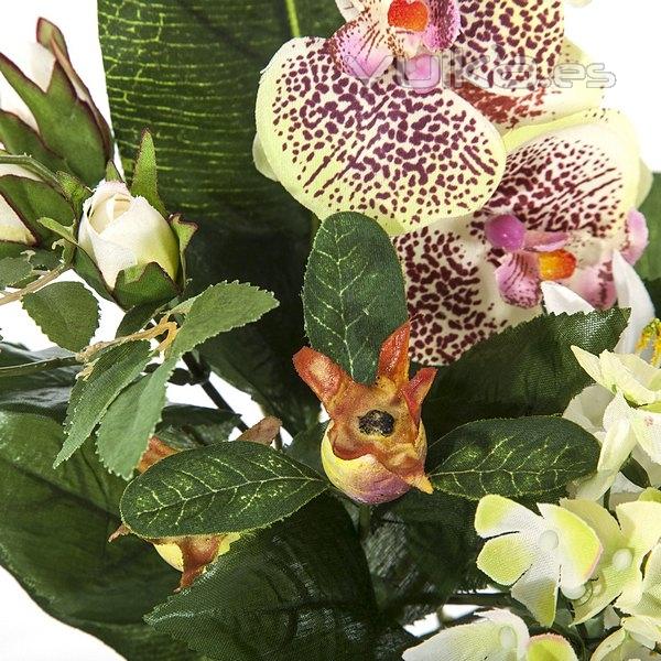 Ramos artificiales. Ramo artificial flores orquideas lilas hortensia y lily en La Llimona home (1)