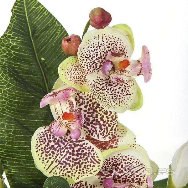 Ramos artificiales. Ramo artificial flores orquideas lilas hortensia y lily en La Llimona home (2)