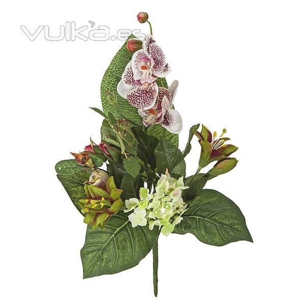 Ramos artificiales. Ramo artificial flores orquideas fucsia hortensia y lily en La Llimona home