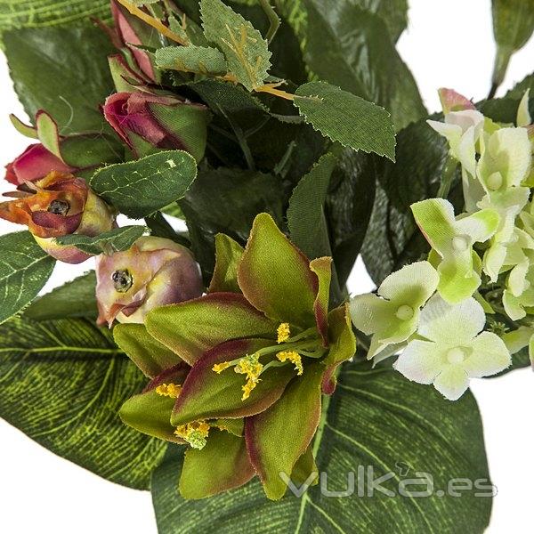 Ramos artificiales. Ramo artificial flores orquideas fucsia hortensia y lily en La Llimona home (1)