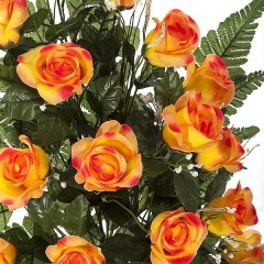 Todos los santos ramo artificial flores rosas abiertas naranjas en la llimona home (1)