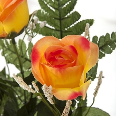 Todos los santos ramo artificial flores rosas abiertas naranjas en la llimona (2)