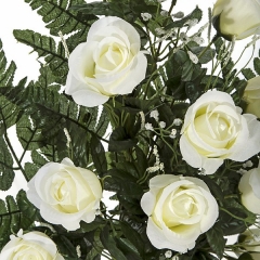 Todos los santos ramo artificial flores rosas abiertas blancas en la llimona (1)