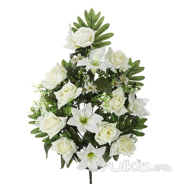Todos los Santos. Ramo artificial flores lily con rosas blancas en La Llimona home