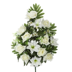 Todos los santos ramo artificial flores lily con rosas blancas en la llimona home