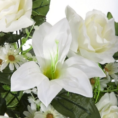 Todos los santos. ramo artificial flores lily con rosas blancas en la llimona home (1)
