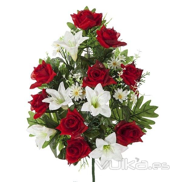 Todos los Santos. Ramo artificial flores lily con rosas rojas en La Llimona home