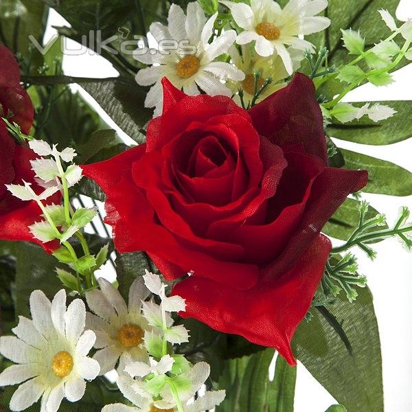 Todos los Santos. Ramo artificial flores lily con rosas rojas en La Llimona home (1)