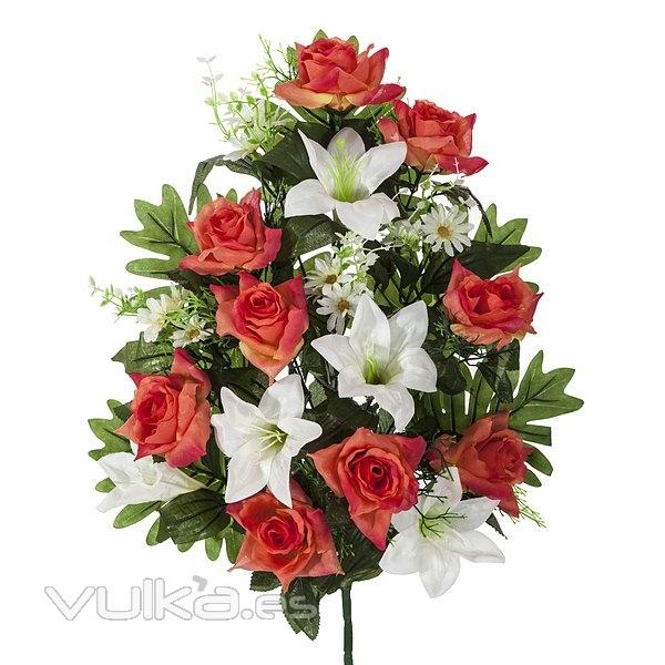 Todos los Santos. Ramo artificial flores lily con rosas salmn en La Llimona home