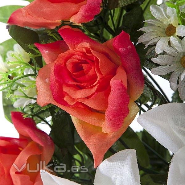 Todos los Santos. Ramo artificial flores lily con rosas salmón en La Llimona home (1)