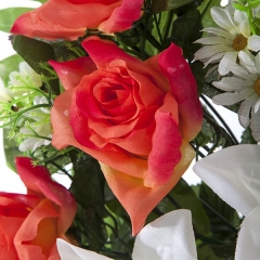 Todos los santos. ramo artificial flores lily con rosas salmn en la llimona home (1)