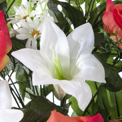 Todos los santos ramo artificial flores lily con rosas salmon en la llimona home (2)
