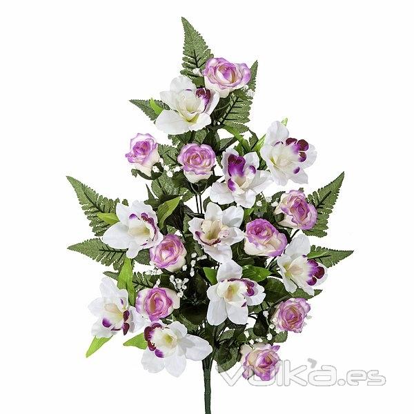 Todos los Santos. Ramo artificial flores orquideas shine con rosas lilas en La Llimona home