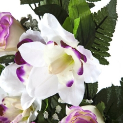 Todos los santos. ramo artificial flores orquideas shine con rosas lilas en la llimona home (2)