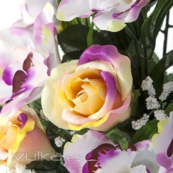 Todos los Santos. Ramo artificial flores orquideas shine con rosas amarillas en La Llimona home (1)