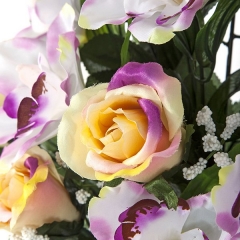 Todos los santos. ramo artificial flores orquideas shine con rosas amarillas en la llimona home (1)