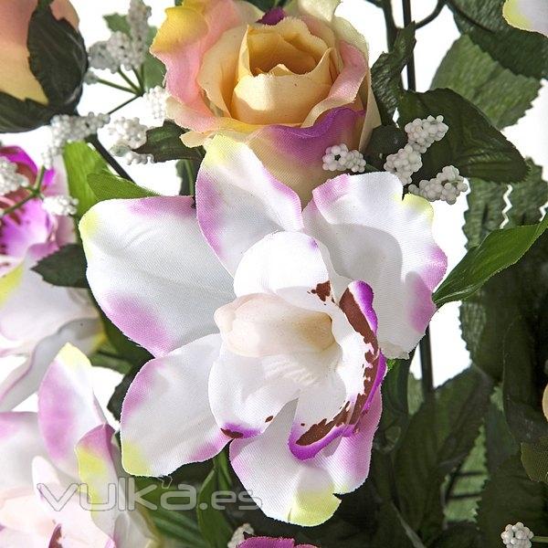 Todos los Santos. Ramo artificial flores orquideas shine con rosas amarillas en La Llimona home (2)