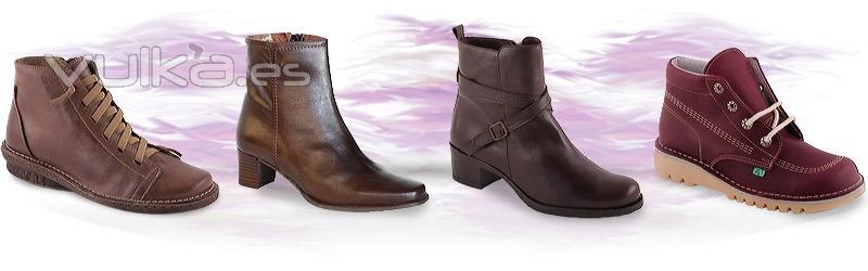 Botines de mujer en serraje, piel, engrasada botas tipo kickers, suela antideslizante