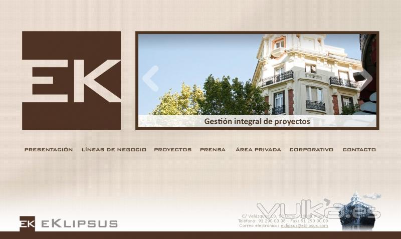 Pgina web de EKLIPSUS, empresa de gestin integral de proyectos.