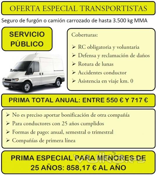 Oferta seguros furgoneta o furgn servicio pblico SP muy baratos con las mejores compaas 