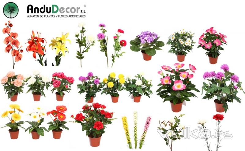 plantas artificiales andudecor, geranio artificial, orquidea artificial, margaritas artificiales