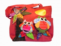 Shopin bag palmera y buhos, hecho a mano 100% algodon