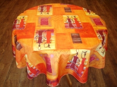 Mantel antimanchas redondo modelo africa color naranja