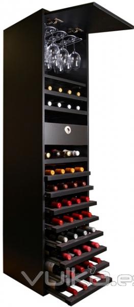 Mueble para vino Merlot Vip con diferentes accesorios fabricado por www.expovinalia.com