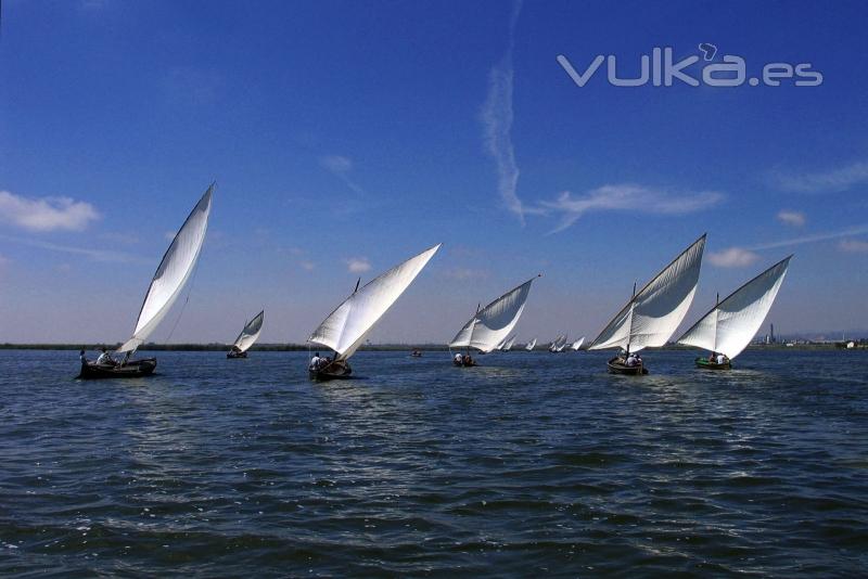 Vela latina sobre las aguas de la Albufera de Valencia